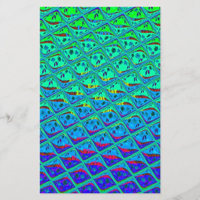 Papelaria Impressão de Arte de Motif Azul Italiano (Frente)