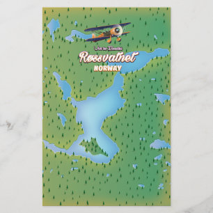Papelaria Impressão de arte do mapa do lago Røssvatnet na No
