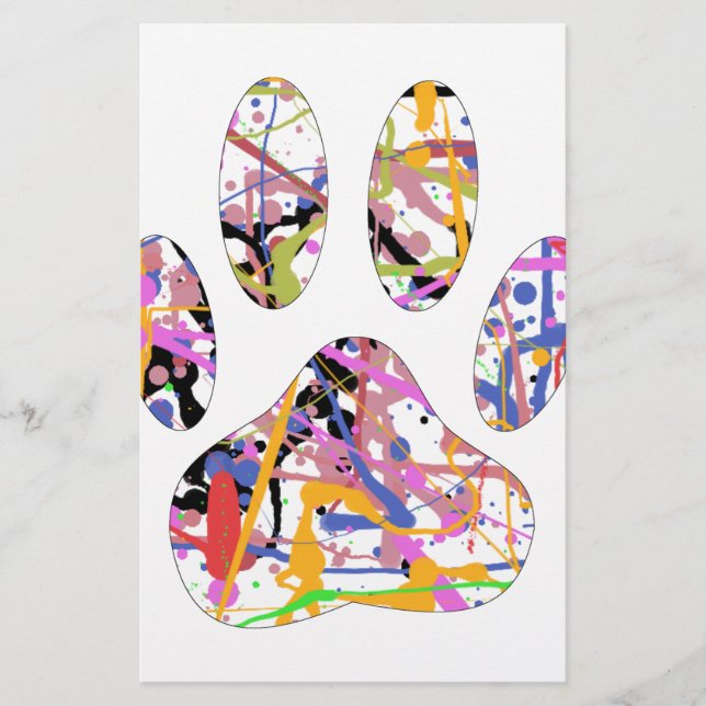Papelaria Impressão de Paint Splatter Dog Paw (Frente)