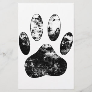 Papelaria Impressão de Pata de Cachorro Preta e Branca