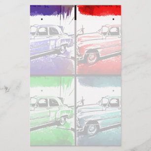 Papelaria Impressão de Pop de Aquarela de Carro vintage Ant