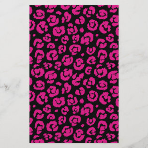 Papelaria Impressão do Leopardo Preto, Rosa-Quente