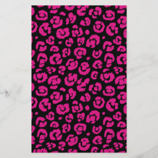 Papelaria Impressão Preta-Leopardo-Rosa-Quente