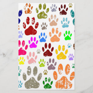 Papelaria Impressões coloridas de pata de cachorro