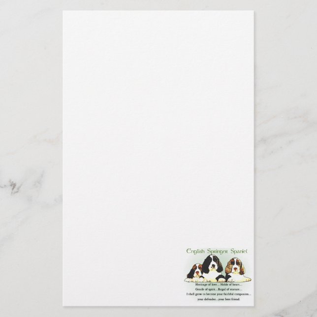 Papelaria Inglês Springer Spaniel Heritage of Love (Frente)