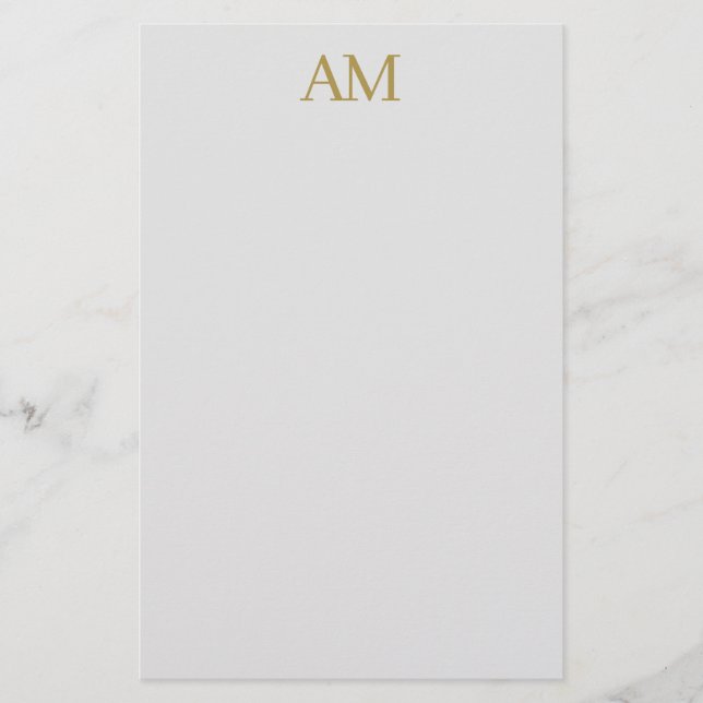 Papelaria Iniciais de Monograma de Cor Dourada Caligrafia Pr (Frente)