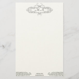 Papelaria Iniciais personalizadas Monogrammed do vintage