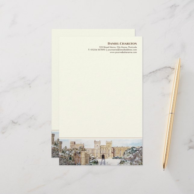 Papelaria Inverno em Windsor Castle Painting Header Paper (Frente/Verso In Situ)