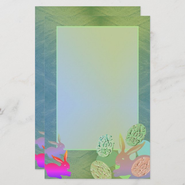 Papelaria Itinerário de Ovos Coelhinhos de Páscoa (Frente/Verso)