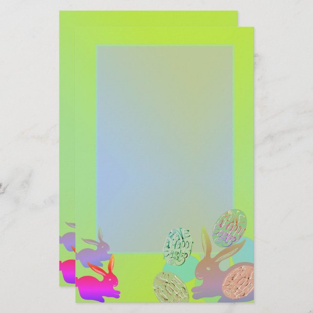 Papelaria Itinerário de Ovos Coelhinhos de Páscoa Amarela (Frente/Verso)