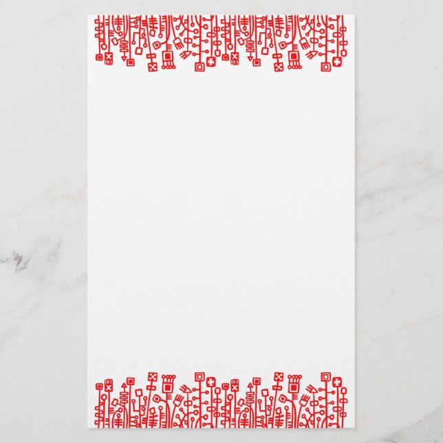 Papelaria Jardim Cibernético - Vermelho (Frente)