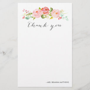 Papelaria Jardim de Rosas Agradecimento Floral Personalizado