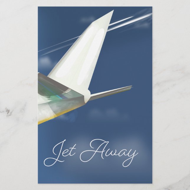 Papelaria Jet Away poster de viagens. (Frente)
