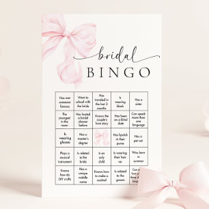 Papelaria Jogo de Bingo para Chá de Noiva com Laço Rosa