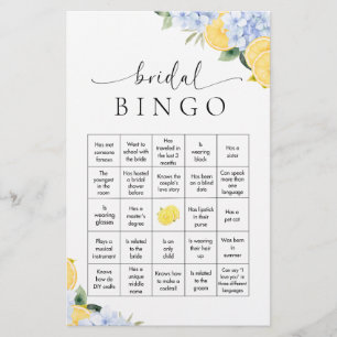 Papelaria Jogo de Bingo para Chá de Noiva Main Squeeze Lemon