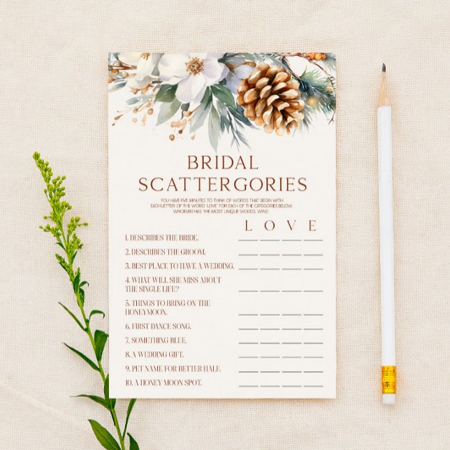 Papelaria Jogo de Chá de Noiva Pine Tree Bridal Scattergorie (Criador carregado)