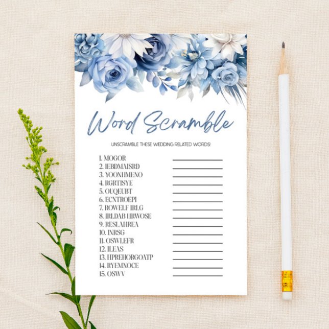 Papelaria Jogo de Chá de panela do Word Floral Azul (Criador carregado)