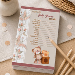Papelaria Jogo de Desembaralhar Cha de Bebe Boho Urso Teddy