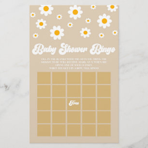 Papelaria Jogo do Chá de fraldas Brown Retro Daisy Bingo