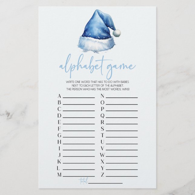 Papelaria Jogo do Chá de fraldas do Alfabeto de Natal do San (Frente)