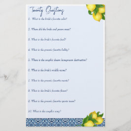 Papelaria jogos para chás de panela 20 perguntas