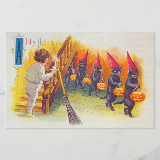 Papelaria Jolly Halloween (Gatos Pretos) (Frente)