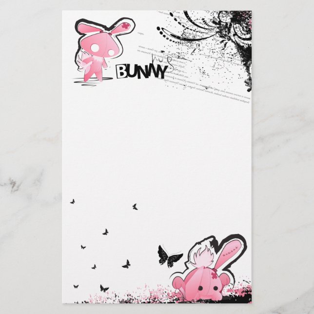 Papelaria Kawaii emo Pink Bunny Stationery (Frente)
