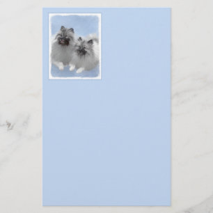 Papelaria Keeshond Pair de Kees pintando Arte Animal Origina