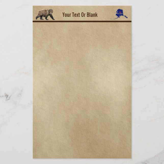 Papelaria Kodiak Bear Em Papel Antigo (Frente)