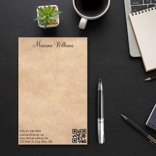Papelaria kraft marrom elegante com código qr minimalista
