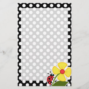 Papelaria Ladybug em Bolinhas Pretas e Brancas