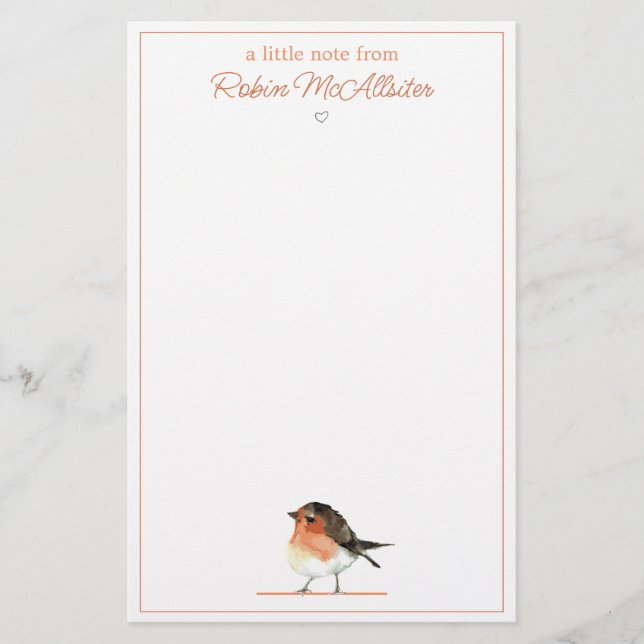 Papelaria Laranja Bonito Robin - Elegante Simples (Frente)
