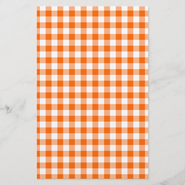 Papelaria Laranja e Gingham Branco (Frente)