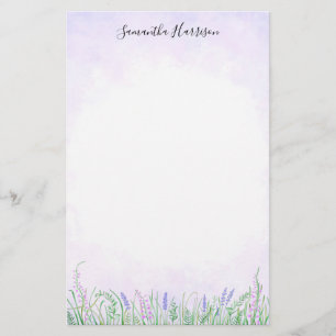 Papelaria Lavanda Rústica Cinza Verde Primavera