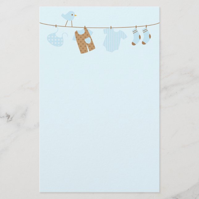 Papelaria Lavanderia do bebê (azul) (Frente)