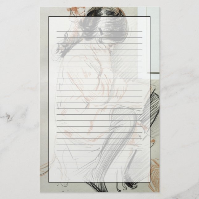 Papelaria Leitura de Paulette que senta-se em seu cão de (Frente)