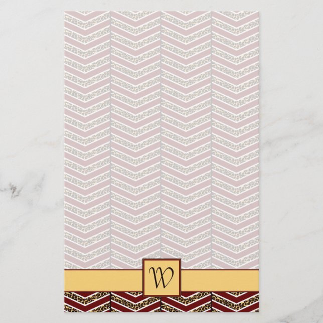 Papelaria Leopard Print Chevron Stationery (Frente)