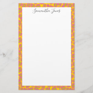 Papelaria Leopardo Cor-de-Rosa Amarelo Personalizado