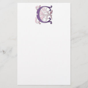 Papelaria Letra C Monograma Fleur de lis