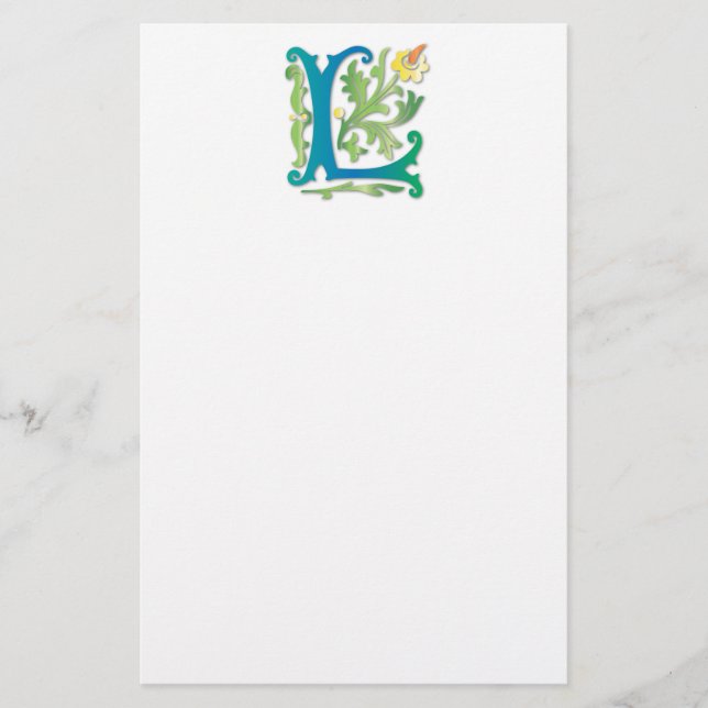 Papelaria Letra L Monograma Fleur de lis (Frente)