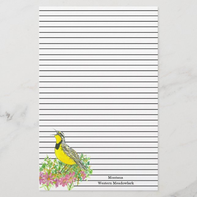 Papelaria Letra Meadowlark Personalizada Ocidental Escrevend (Frente)