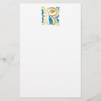 Papelaria Letra R Monograma Fleur de lis