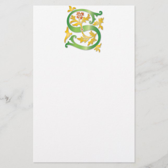 Papelaria Letra S Monograma Fleur de lis (Frente)