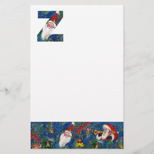 PAPELARIA LETRA Z DE NATAL/SANTA CLAUS COM BORRACHA VERMELHA (Frente)