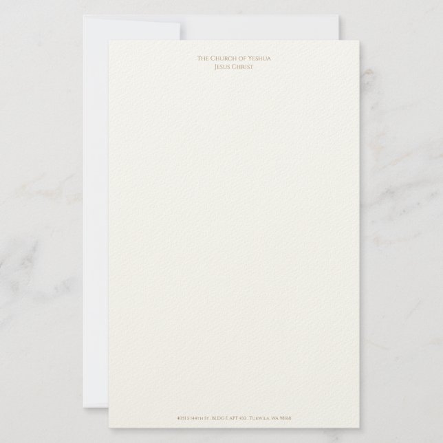 Papelaria Letterhead para a Igreja de Yeshua Jesus Cristo (Frente)