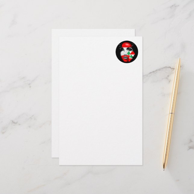 Papelaria Líbano Flag e Map no rosto da menina (Frente/Verso In Situ)