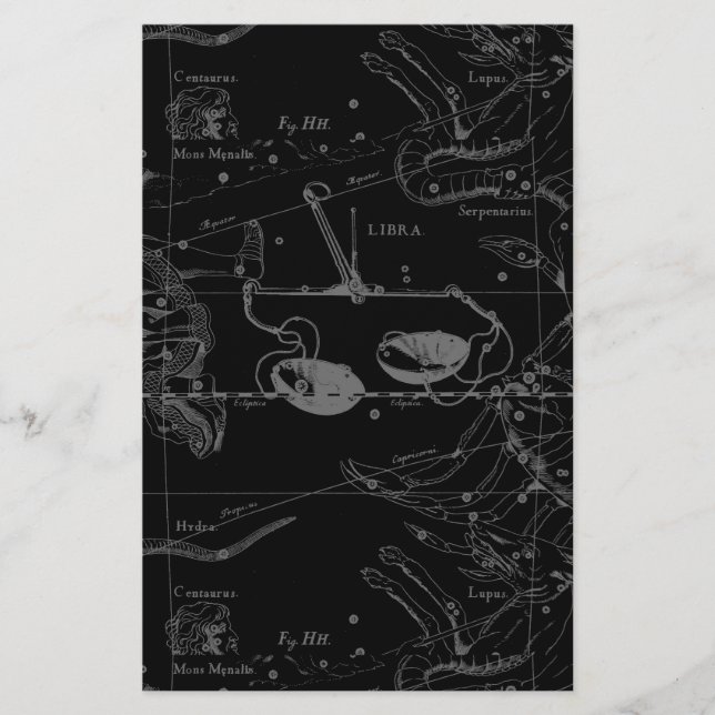 Papelaria Libra Constelação Hevelius 1690 Mapa em Preto (Frente)