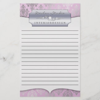 Papelaria Lilac Dashing Damask Lined Business Papel de carta
