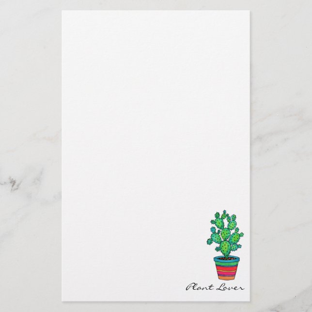 Papelaria Linda Cactus Watercolor Em Belo Pote (Frente)
