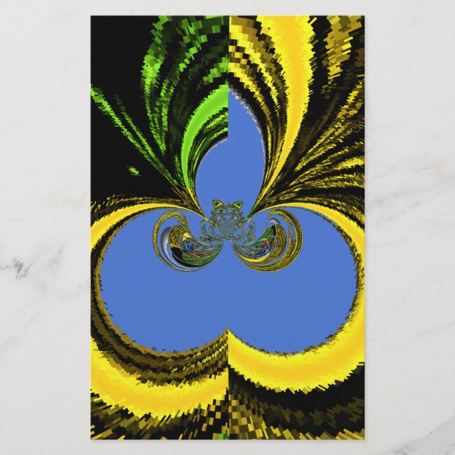 Papelaria Linda e adorável Arte Amarela e Azul na África do  (Frente)